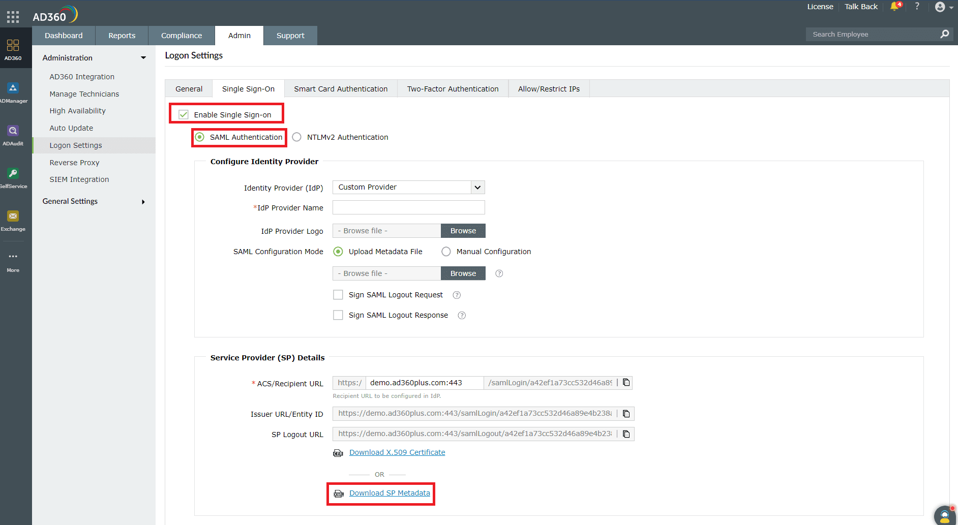 Error Message Configuring AD360 in Entra ID